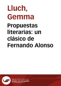Portada:Propuestas literarias: un clásico de Fernando Alonso / Gemma Lluch Crespo