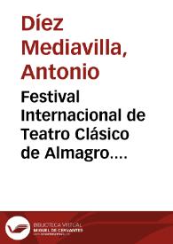 Portada:Festival Internacional de Teatro Clásico de Almagro. Presentación
