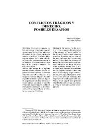 Portada:Conflictos trágicos y Derecho. Posibles desafíos / Guillermo Lariguet