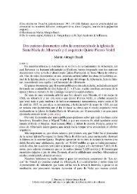 Portada:Dos curiosos documentos sobre la construcción de la iglesia de Santa María de Albarracín y el arquitecto Quinto Pierres Vedel / Martín Almagro Basch