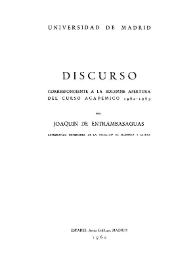 Portada:Discurso correspondiente a la solemne apertura del Curso Académico 1962-1963 / por Joaquín de Entrambasaguas
