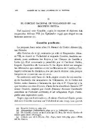 Portada:El Concilio Nacional de Valladolid en 1143. Discusión crítica / Fidel Fita