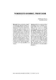 Portada:Norberto Bobbio, profesor / Michaelangelo Bovero