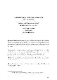Portada:La semiótica de la traducción audiovisual para invidentes / Ana Isabel Hernández Bartolomé, Gustavo Mendiluce Cabrera