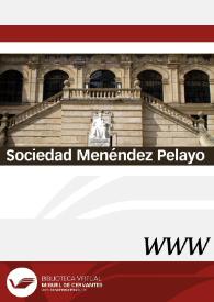 Portada:Sociedad Menéndez Pelayo / director Borja Rodríguez Gutiérrez