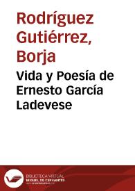 Portada:Vida y Poesía de Ernesto García Ladevese / Ernesto García Ladevese