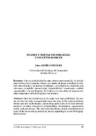 Portada:Teatro y nuevas tecnologías: conceptos básicos / Anxo Abuín González