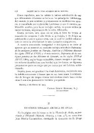 Portada:Un códice titulado \"Crónica de Ávila\" / Manuel de Foronda