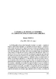 Portada:Simone Treca: \"La parola, il sogno, la memoria\". El Laberinto (1956) di Fernando Arrabal (Pisa: ETS, 2005) / Enrico Di Pastena
