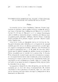 Portada:Inscripciones romanas de Nules y Villarreal en la provincia de Castellón de la Plana / Fidel Fita