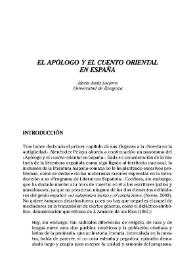 Portada:\"El apólogo y el cuento oriental en España\" / María Jesús Lacarra