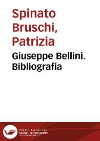 Portada:Giuseppe Bellini. Bibliografía / Patrizia Spinato