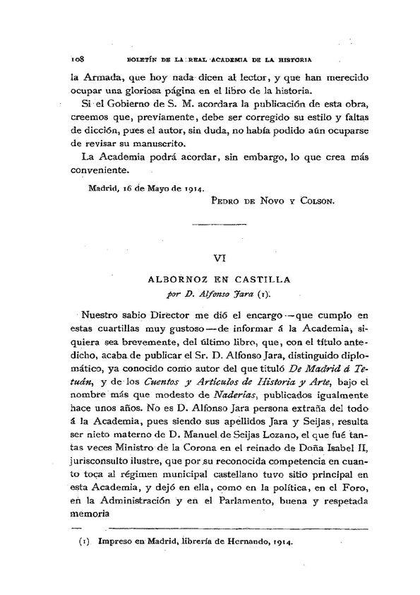 Albornoz en Castilla, por D. Alfonso Jara / F.Fernández de Béthencourt | Biblioteca Virtual Miguel de Cervantes