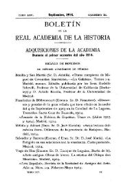 Portada:Adquisiciones de la Academia durante el primer semestre del año 1914