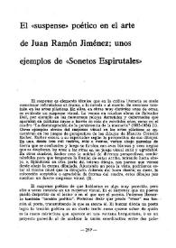 Portada:El \"suspense\" poético en el arte de Juan Ramón Jiménez; unos ejemplos de \"Sonetos Espirituales\" / Mildred Murphy Drake