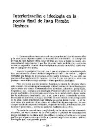 Portada:Interiorización e ideología en la poesía final de Juan Ramón Jiménez / Pablo Jauralde Pou