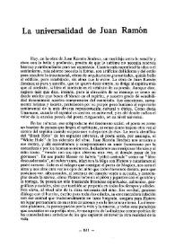 Portada:La universalidad de Juan Ramón / Walter Rubín