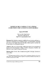 Portada:Escritura de la novela y del cinema como crítica de la comunicación global / Augusto Ponzio