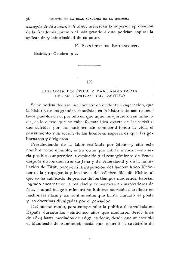 Historia política y parlamentaria del Sr. Cánovas del Castillo / Jerónimo Bécker | Biblioteca Virtual Miguel de Cervantes