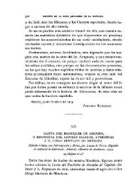 Portada:Carta del Bachiller de Arcadia, y respuesta del capitán Salazar, atribuidas a D. Diego Hurtado de Mendoza / Adolfo Bonilla y San Martín