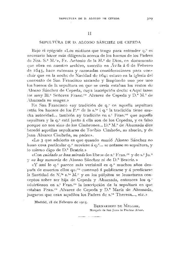 Sepultura de D. Alonso Sánchez de Cepeda / Bernardino de melgar | Biblioteca Virtual Miguel de Cervantes