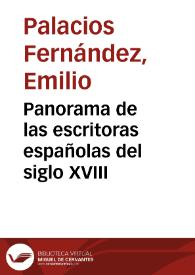 Portada:Panorama de las escritoras españolas del siglo XVIII / Emilio Palacios Fernández