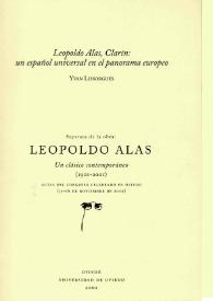 Portada:Clarín en el panorama europeo. Leopoldo Alas, Clarín: un español universal en el panorama europeo / Yvan Lissorgues