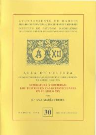 Portada:Literatura y sociedad : Los teatros en casas particulares en el siglo XIX / por Ana María Freire López