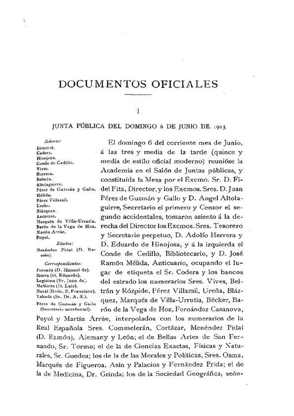 Junta pública del domingo 6 de Junio de 1915 / Juan Pérez de Guzmán y Gallo | Biblioteca Virtual Miguel de Cervantes