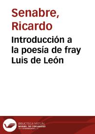 Portada:Introducción a la poesía de fray Luis de León