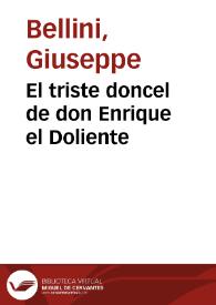 Portada:El triste doncel de don Enrique el Doliente / Giuseppe Bellini