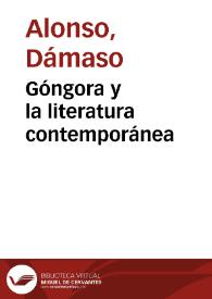 Portada:Góngora y la literatura contemporánea