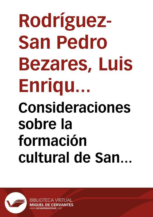 Consideraciones sobre la formación cultural de San Juan de la Cruz / Luis E. Rodríguez-San Pedro Bezares | Biblioteca Virtual Miguel de Cervantes