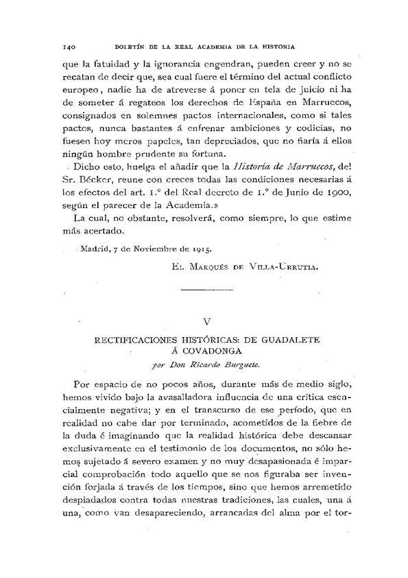 Rectificaciones históricas: de Guadalete a Covadonga por Don Ricardo Burguete / Jerónimo Bécker | Biblioteca Virtual Miguel de Cervantes