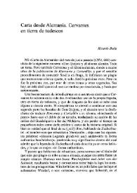 Portada:Cartas desde Alemania. Cervantes en tierra de tudescos / Ricardo Bada