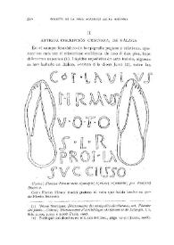 Portada:Antigua inscripción cristiana de Málaga / Fidel Fita