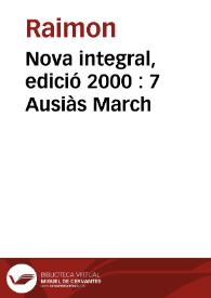 Portada:Nova integral, edició 2000 : 7 Ausiàs March / Raimon