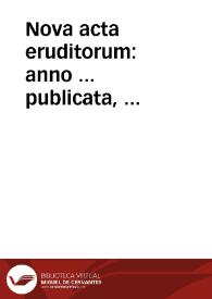 Portada:Nova acta eruditorum : anno ... publicata, ...