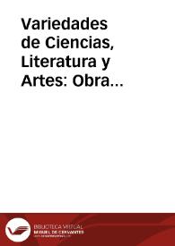 Portada:Variedades de Ciencias, Literatura y Artes : Obra Periódica.