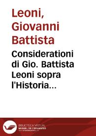 Portada:Considerationi di Gio. Battista Leoni sopra l'Historia d'Italia di Messer Francesco Guicciardini ...