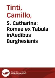 Portada:S. Catharina : Romae ex Tabula inAedibus Burghesianis / F. Mazzola detto il Parmegianino pinxit; Camillus Tinti sculpsit Romae 1771.