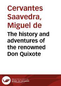 Portada:The history and adventures of the renowned Don Quixote / translated from the Spanish of Miguel de Cervantes Saavedra; to wich is prefixed some account of the author's life by Dr. Smollet; in five volumes; vol. II.