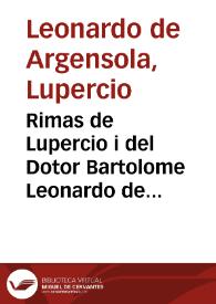 Portada:Rimas de Lupercio i del Dotor Bartolome Leonardo de Argensola