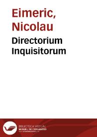 Portada:Directorium Inquisitorum / F. Nicolai Eymerici Ordinis Praedicatorum; cum commentariis Francisci Pegnae...