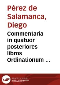 Portada:Commentaria in quatuor posteriores libros Ordinationum Regni Castellae / authore Doctore Didaco Perez de Salamanca ...