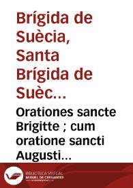 Portada:Orationes sancte Brigitte ; cum oratione sancti Augustini