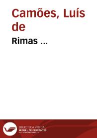 Rimas ... | Biblioteca Virtual Miguel de Cervantes
