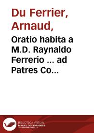 Portada:Oratio habita a M.D. Raynaldo Ferrerio ... ad Patres Concilii Tridentini die XXIII Nouembris MDLXII