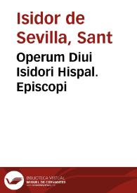 Portada:Operum Diui Isidori Hispal. Episcopi