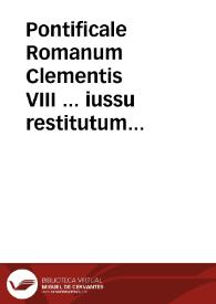 Portada:Pontificale Romanum Clementis VIII ... iussu restitutum atque editum